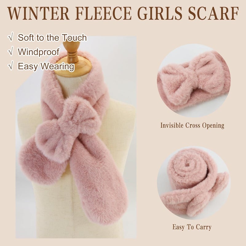 YATANAM Girls Scarf Fuzzy Fleece Kids Scarves Winter Warm Scarf Toddler Adjustable Soft Neck Warmer - Image 3